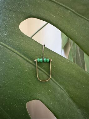 Handmade Green Bead Arch Drop Earring - Women Jewelry